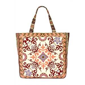 NEW CAP ZONE women's tapestry woven canvas tote bag in beige